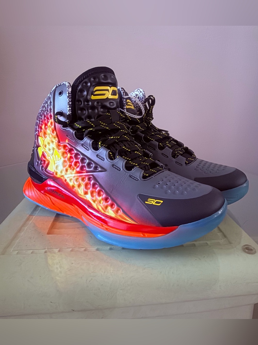 Under Armour Steph Curry 1 Curry One Retro Jam Fire Basketball Shoes Men Sz 10